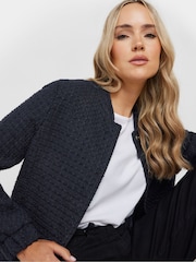 Long Tall Sally Blue Boucle Bomber Jacket - Image 4 of 5