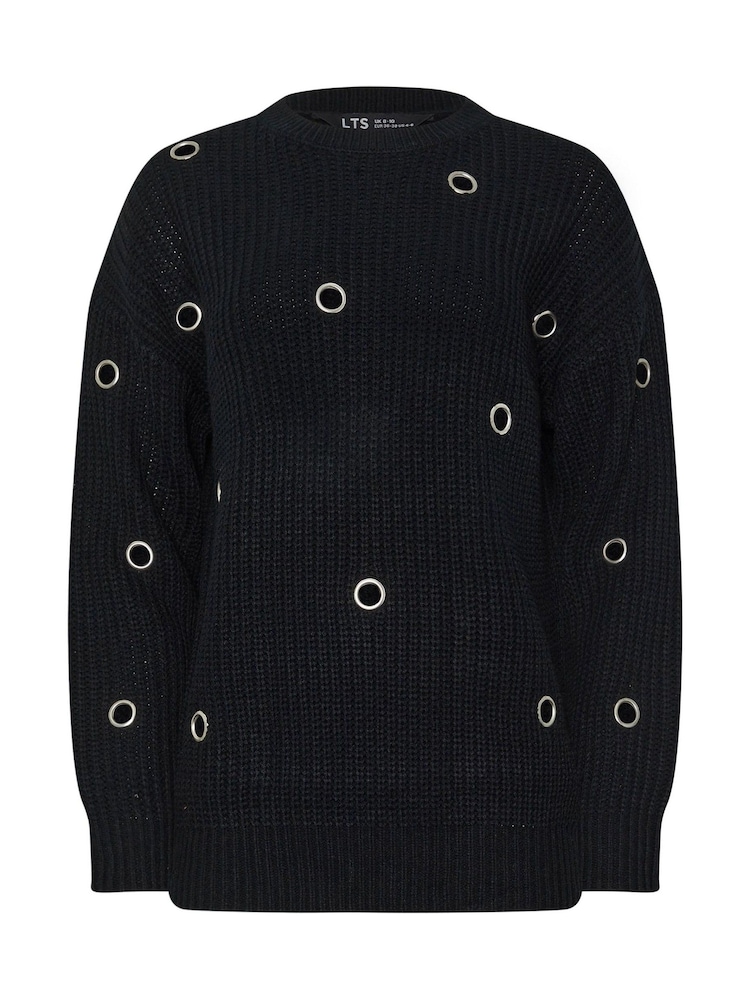 Long Tall Sally Black Knitted Eyelet Jumper - Image 5 of 5