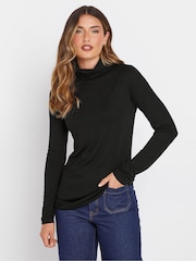 Long Tall Sally Black Premium Long Sleeve Roll Neck Top - Image 1 of 5