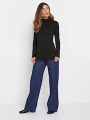 Long Tall Sally Black Premium Long Sleeve Roll Neck Top - Image 2 of 5
