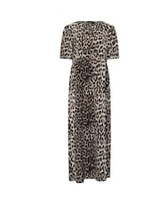 Long Tall Sally Natural Animal Print Tie Front Midi Dress - Image 9 of 9