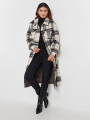 Long Tall Sally Blue Check Longline Shacket - Image 2 of 5