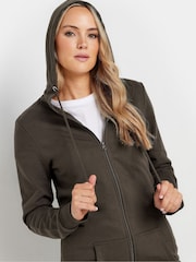 Long Tall Sally Brown Long Line Zip Hoodie - Image 4 of 5