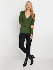 Long Tall Sally Red Cotton Long Sleeve Wrap Top 2 Pack - Image 3 of 8