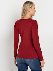 Long Tall Sally Red Cotton Long Sleeve Wrap Top 2 Pack - Image 5 of 8