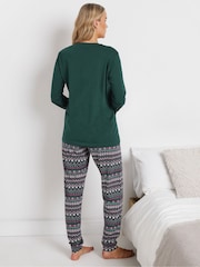 طقم من بيجامة بتصميم أساور مزيّنة بنقوش هندسية ملونة وعبارة Vibes من Long Tall Sally - صورة 3 من 5
