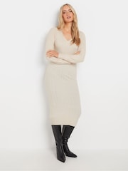 Long Tall Sally Cream Premium V-Neck Ribbed Dress - Image 2 of 5