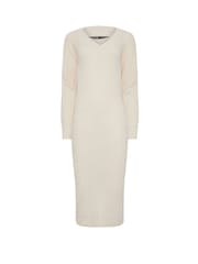 Long Tall Sally Cream Premium V-Neck Ribbed Dress - Image 5 of 5