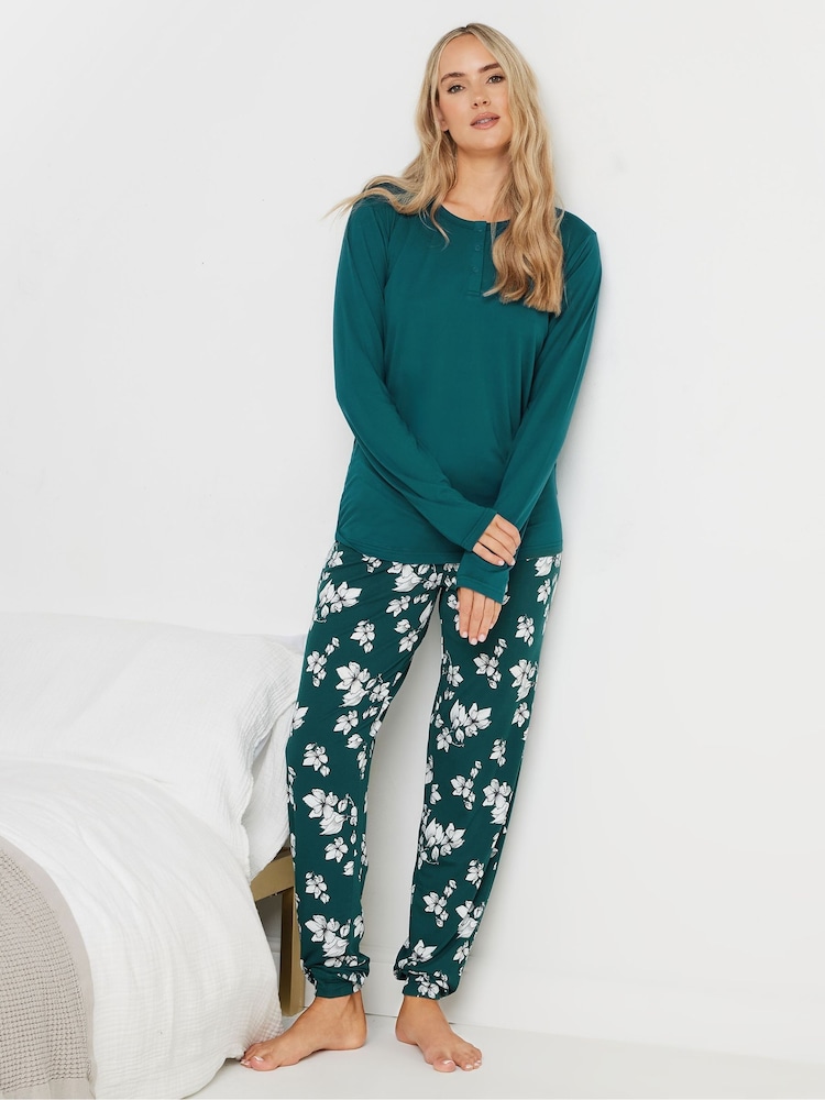 طقم بيجامة ناعمة الملمس مزيّنة بنقش زهور من Long Tall Sally - صورة 2 من 4