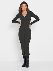 Long Tall Sally Grey Collar Button Through Dress - Image 1 of 5