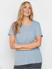 Long Tall Sally Blue Fairisle Pattern Short Sleeve 100% Cotton Cuffed Pyjamas Set - Image 4 of 5