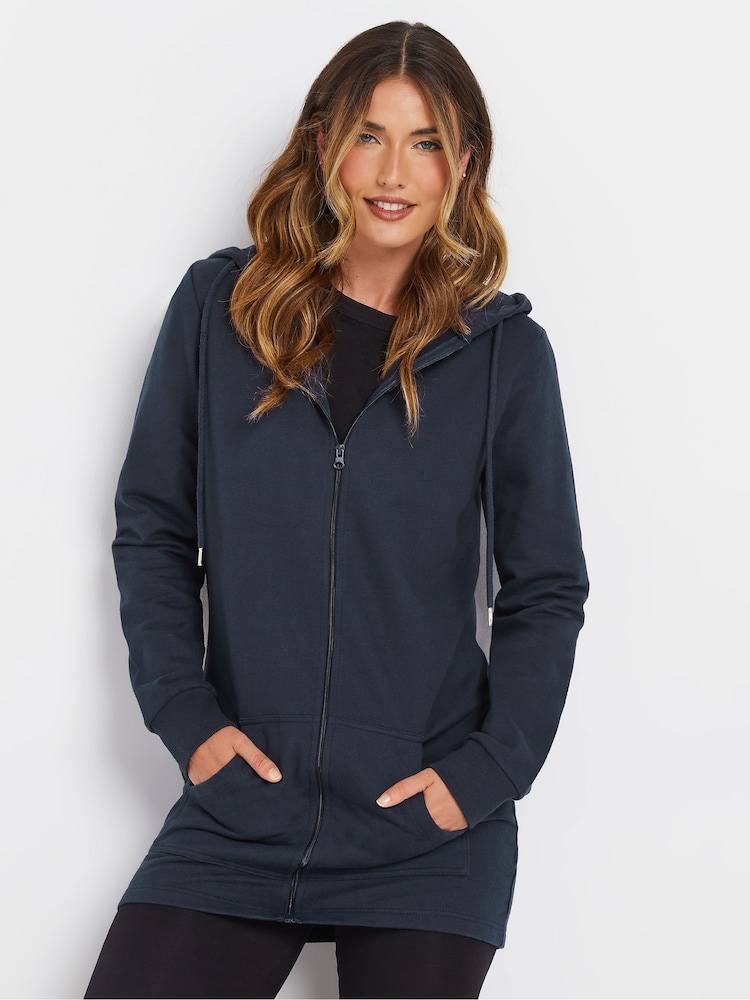Long Tall Sally Blue Long Line Zip Hoodie - Image 1 of 5