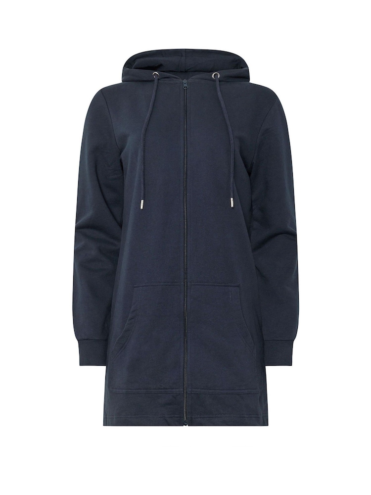 Long Tall Sally Blue Long Line Zip Hoodie - Image 5 of 5
