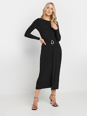Long Tall Sally Black Long Sleeve Buckle Midaxi Dress - Image 2 of 5