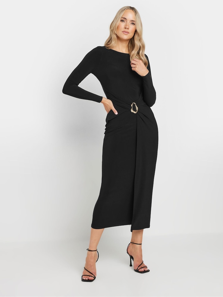 Long Tall Sally Black Long Sleeve Buckle Midaxi Dress - Image 2 of 5