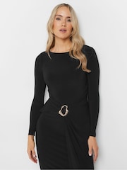 Long Tall Sally Black Long Sleeve Buckle Midaxi Dress - Image 4 of 5