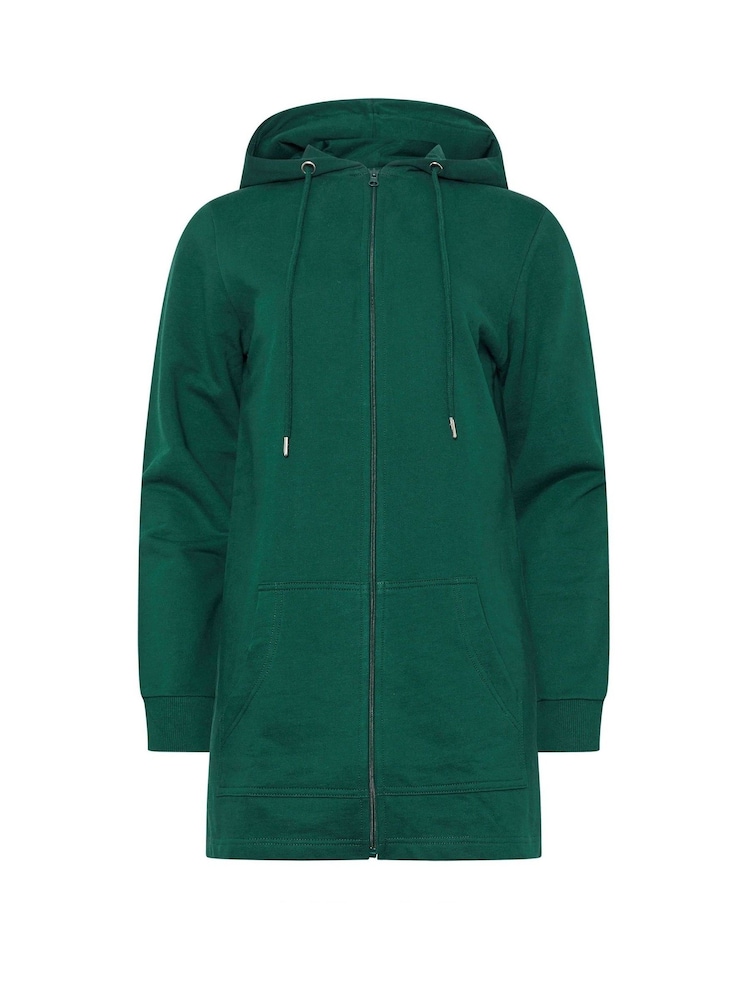 Long Tall Sally Green Long Line Zip Hoodie - Image 5 of 5
