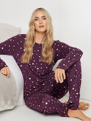 Long Tall Sally Purple Soft Touch Foil Star Pyjama Set - Image 1 of 5