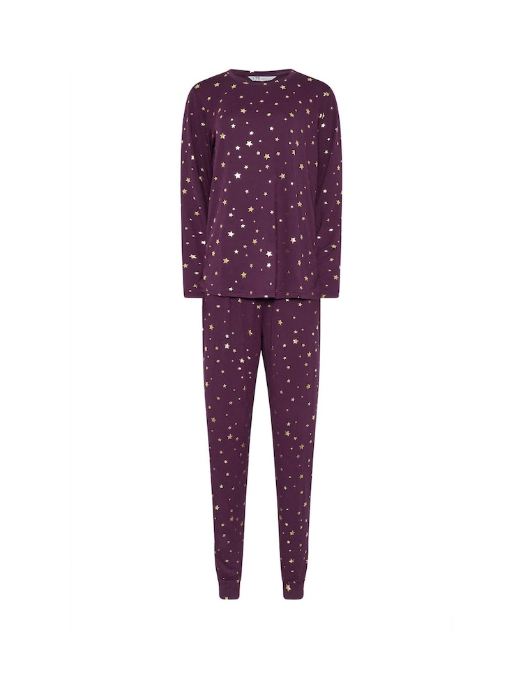 Long Tall Sally Purple Soft Touch Foil Star Pyjama Set - Image 5 of 5