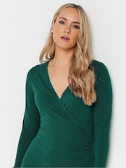 Long Tall Sally Green Long Sleeve Cotton Wrap Top - Image 4 of 5
