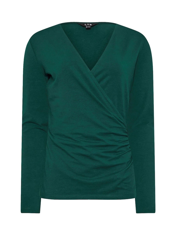 Long Tall Sally Green Long Sleeve Cotton Wrap Top - Image 5 of 5