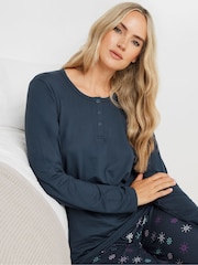 Long Tall Sally Blue Soft Touch Snowflake Graphic Pyjamas Set - Image 4 of 5