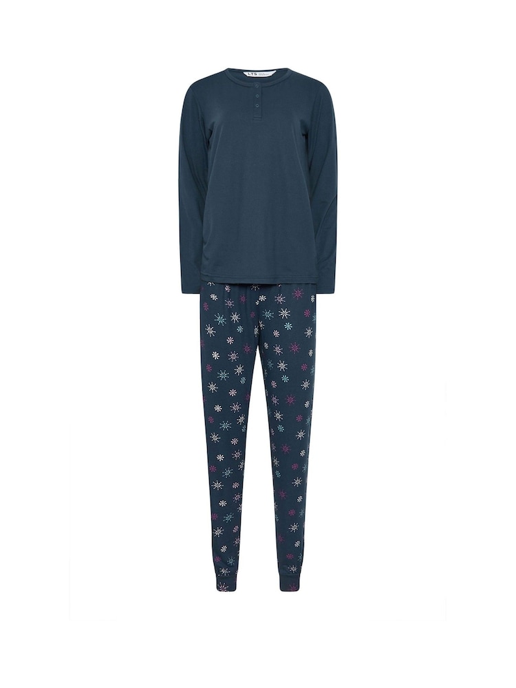 Long Tall Sally Blue Soft Touch Snowflake Graphic Pyjamas Set - Image 5 of 5