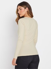 Long Tall Sally Cream Long Sleeve Cotton Wrap Top - Image 3 of 5