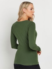 Botel Verde - Long Tall Sally Mânecă lungă Cotton Wrap Top - Image 3 of 5