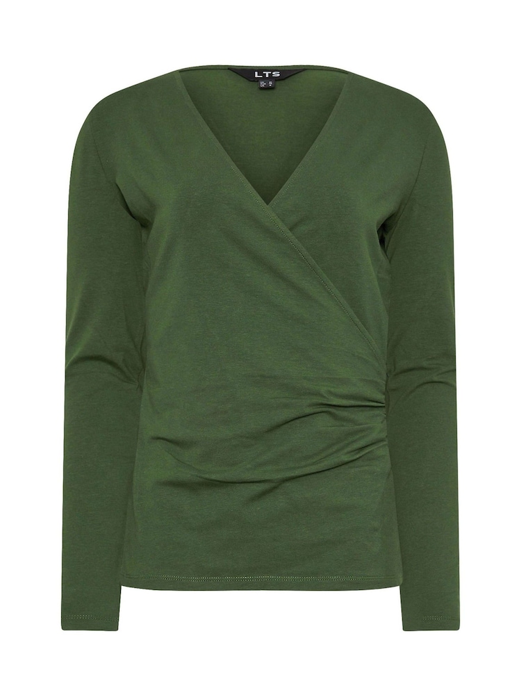 Botel Verde - Long Tall Sally Mânecă lungă Cotton Wrap Top - Image 5 of 5