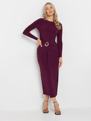 Long Tall Sally Red Long Sleeve Buckle Midaxi Dress - Image 1 of 5