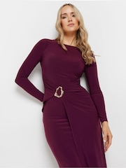 Long Tall Sally Red Long Sleeve Buckle Midaxi Dress - Image 2 of 5