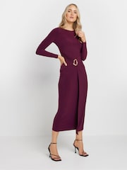Long Tall Sally Red Long Sleeve Buckle Midaxi Dress - Image 4 of 5