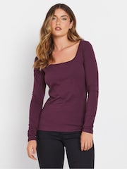 Long Tall Sally Black Square Neck Fitted T-Shirt - Image 2 of 8