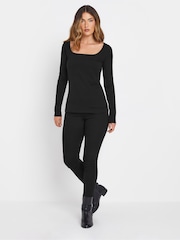 Long Tall Sally Black Square Neck Fitted T-Shirt - Image 3 of 8