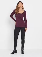 Long Tall Sally Black Square Neck Fitted T-Shirt - Image 4 of 8