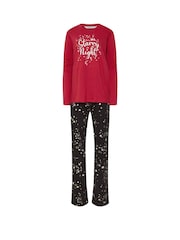 طقم بيجامات مزودة برِجل واسعة وكُم طويل من القطن 100% بتصميم مزين بطبعة عبارة "Starry Night" من Long Tall Sally - صورة 5 من 5