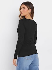 Long Tall Sally Black Premium Long Sleeve Wrap Top - Image 4 of 5