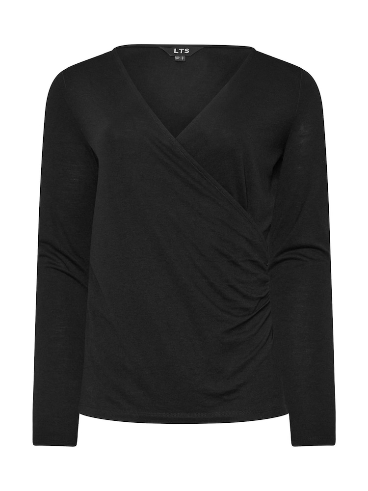 Long Tall Sally Black Premium Long Sleeve Wrap Top - Image 5 of 5