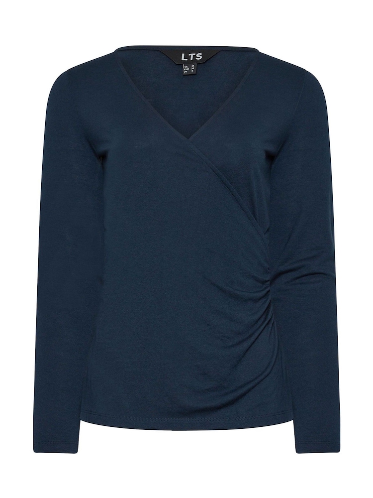 Long Tall Sally Blue Premium Long Sleeve Wrap Top - Image 5 of 5