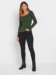 Long Tall Sally Green Square Neck Fitted T-Shirt - Image 4 of 5