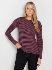 Long Tall Sally Pink Stripe Button Shoulder T-Shirt - Image 1 of 5