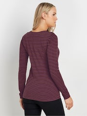 Long Tall Sally Pink Stripe Button Shoulder T-Shirt - Image 3 of 5