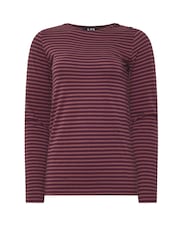 Long Tall Sally Pink Stripe Button Shoulder T-Shirt - Image 5 of 5