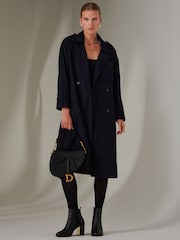 Jolie Moi Blue Belted Longline Trench Coat - Image 4 of 7