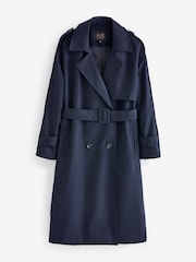Jolie Moi Blue Belted Longline Trench Coat - Image 7 of 7