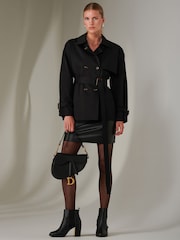 Jolie Moi Black Mini Cropped Trench Coat - Image 4 of 5