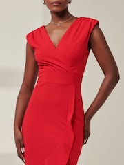 Jolie Moi Red Tara Sleeveless Draped Maxi Dress - Image 3 of 6