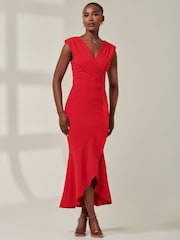 Jolie Moi Red Tara Sleeveless Draped Maxi Dress - Image 5 of 6