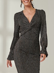 Jolie Moi Black Twist Front Bodycon Dress - Image 3 of 6
